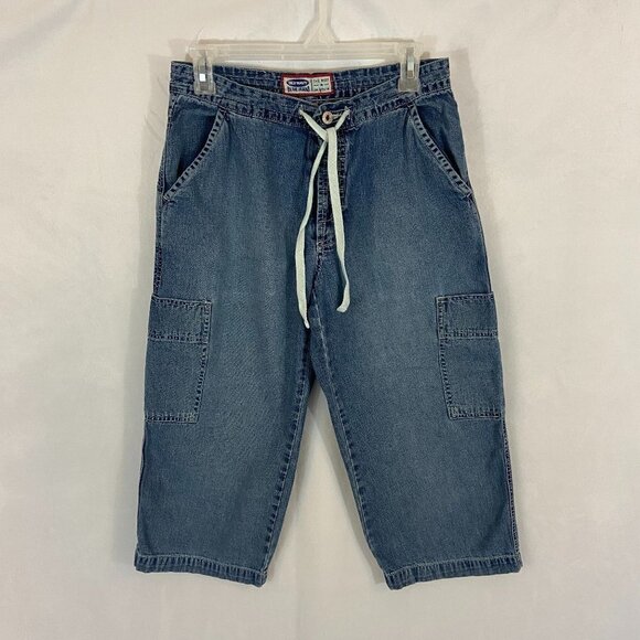 Old Navy Women's Denim Jeans Shorts Size 6 (27 x 19) Mid Rise Button Fly Cargo - Picture 1 of 10